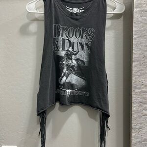 Black Brooks & Dunn Fringe Tank Top